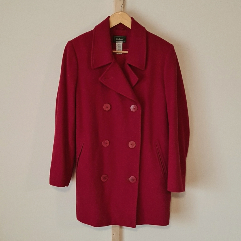 LL Bean Classic Wool Pea Coat Cashmere Size 10